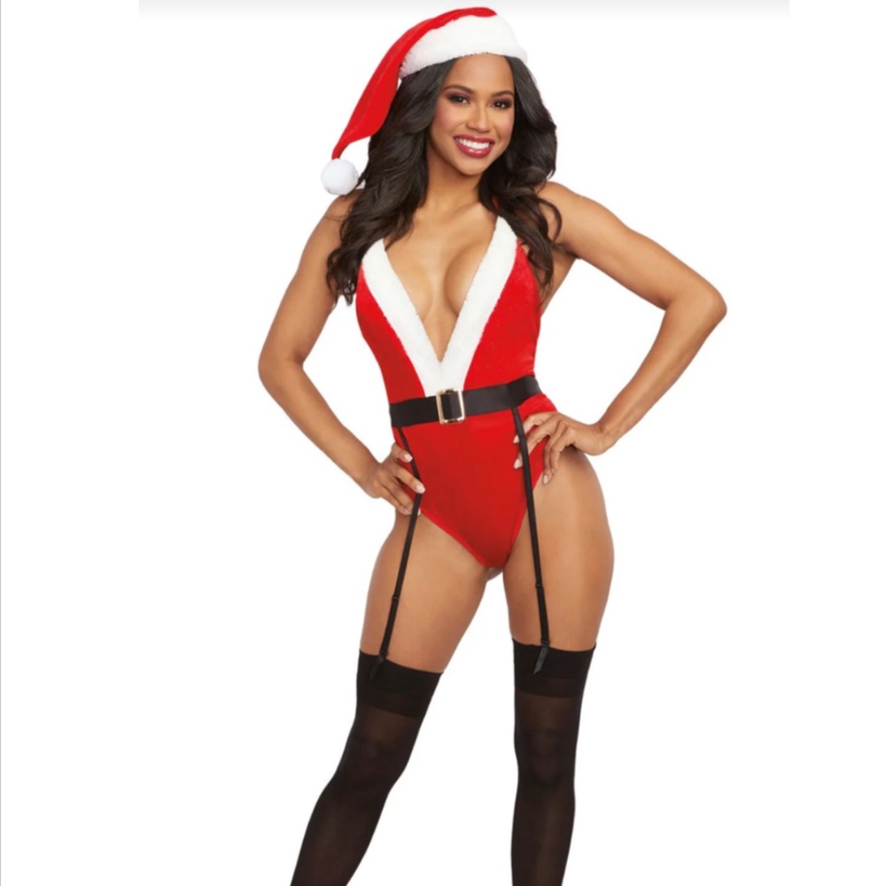 Santa Teddy With Hat and Garter